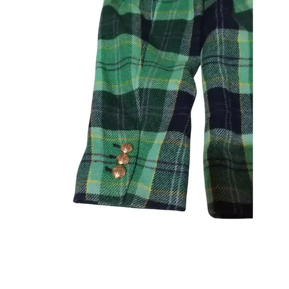 Talbot's Classic Shetland Aspen Plaid Wool Blend Multi Color Blazer Size 16 - Picture 13 of 13